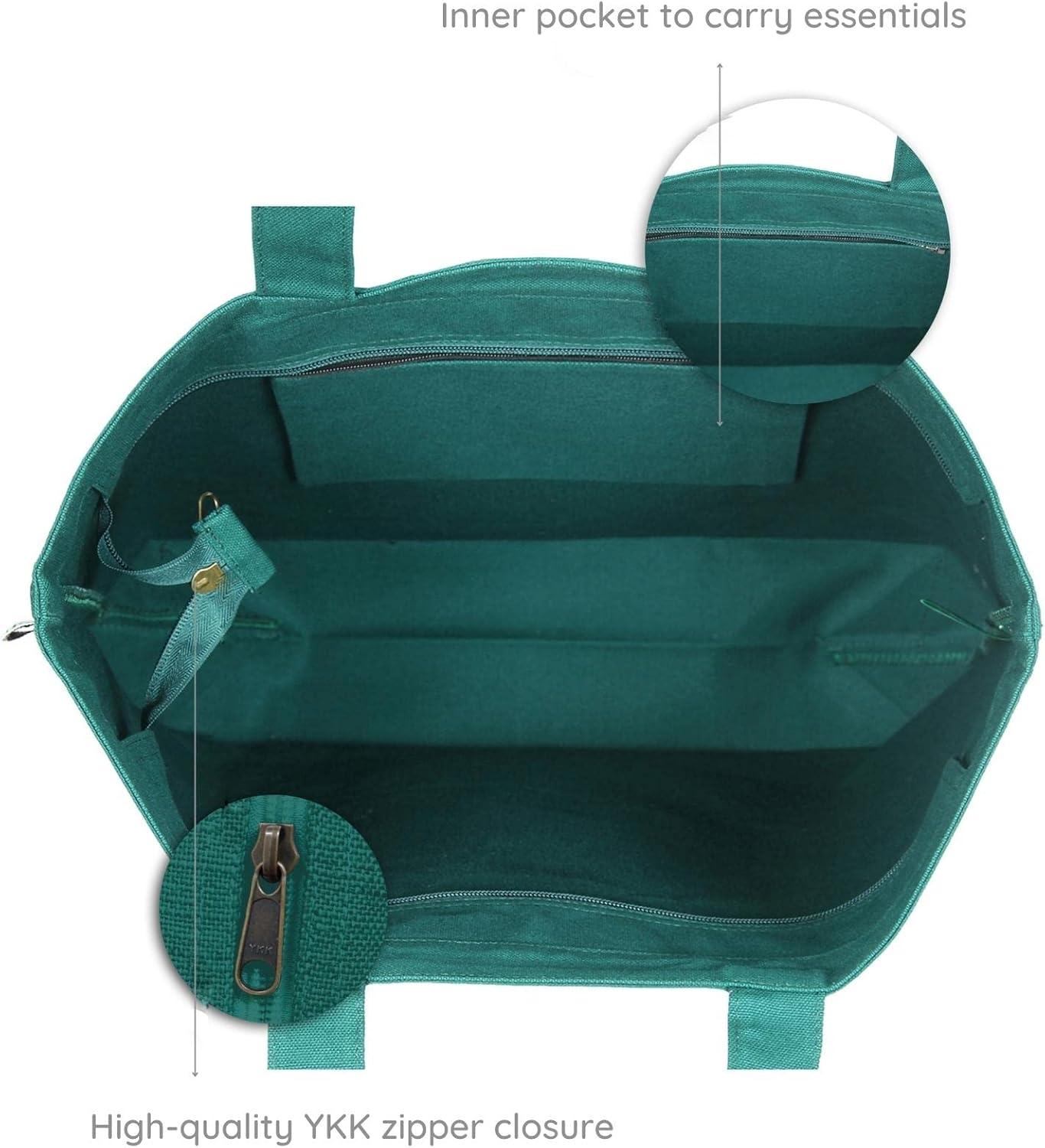 Eco Right Damen -Leinwandtasche, Käufer großer Strandtasche mit Reißverschluss, Einkaufstasche, Einkaufstasche – Bild 3