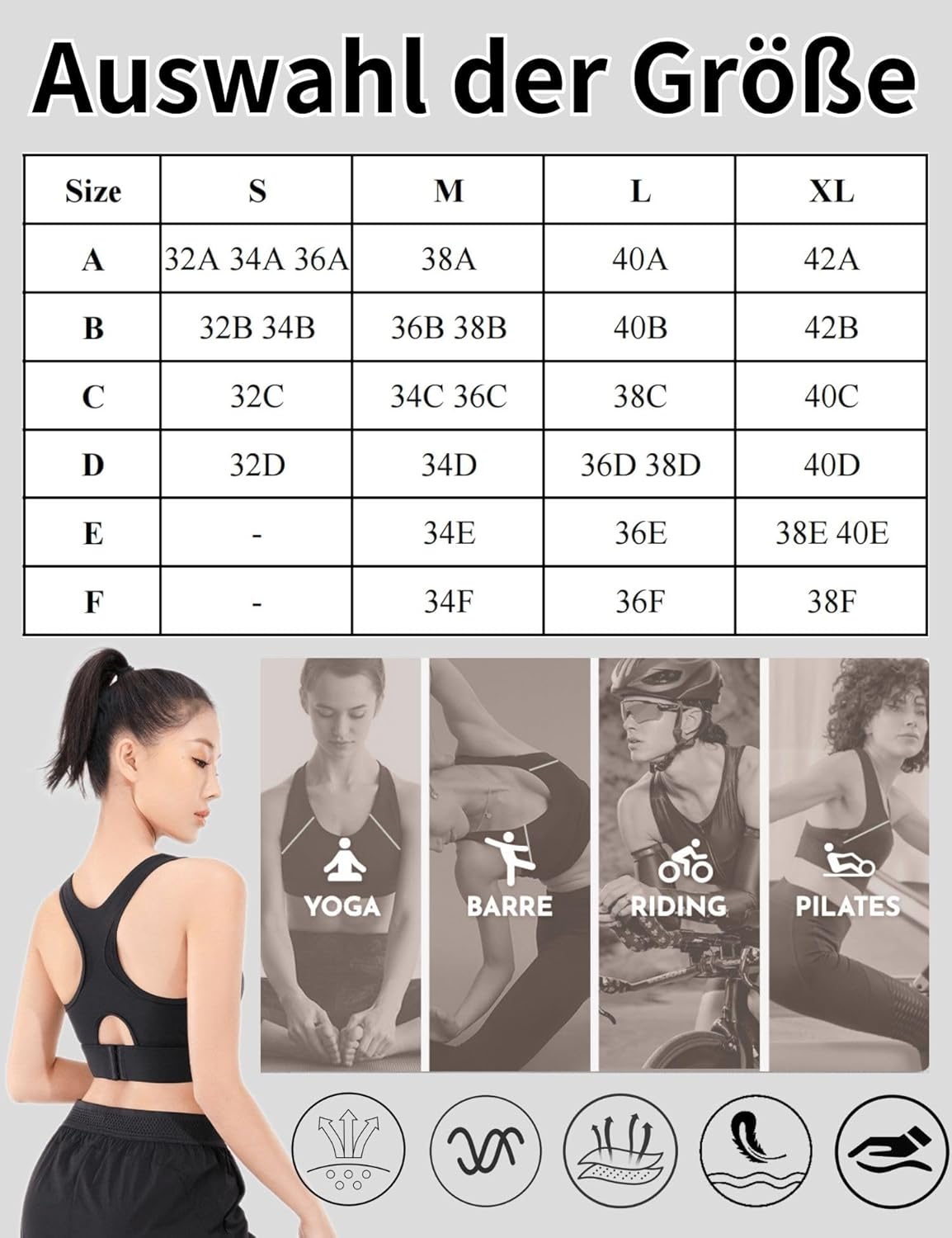 Paeceioni Sports BHs für Frauen, hohe Unterstützung, Frauen -Sport -BHs, komfortable Schlaf -BHs, komfortable BHs für Frauen – Bild 6