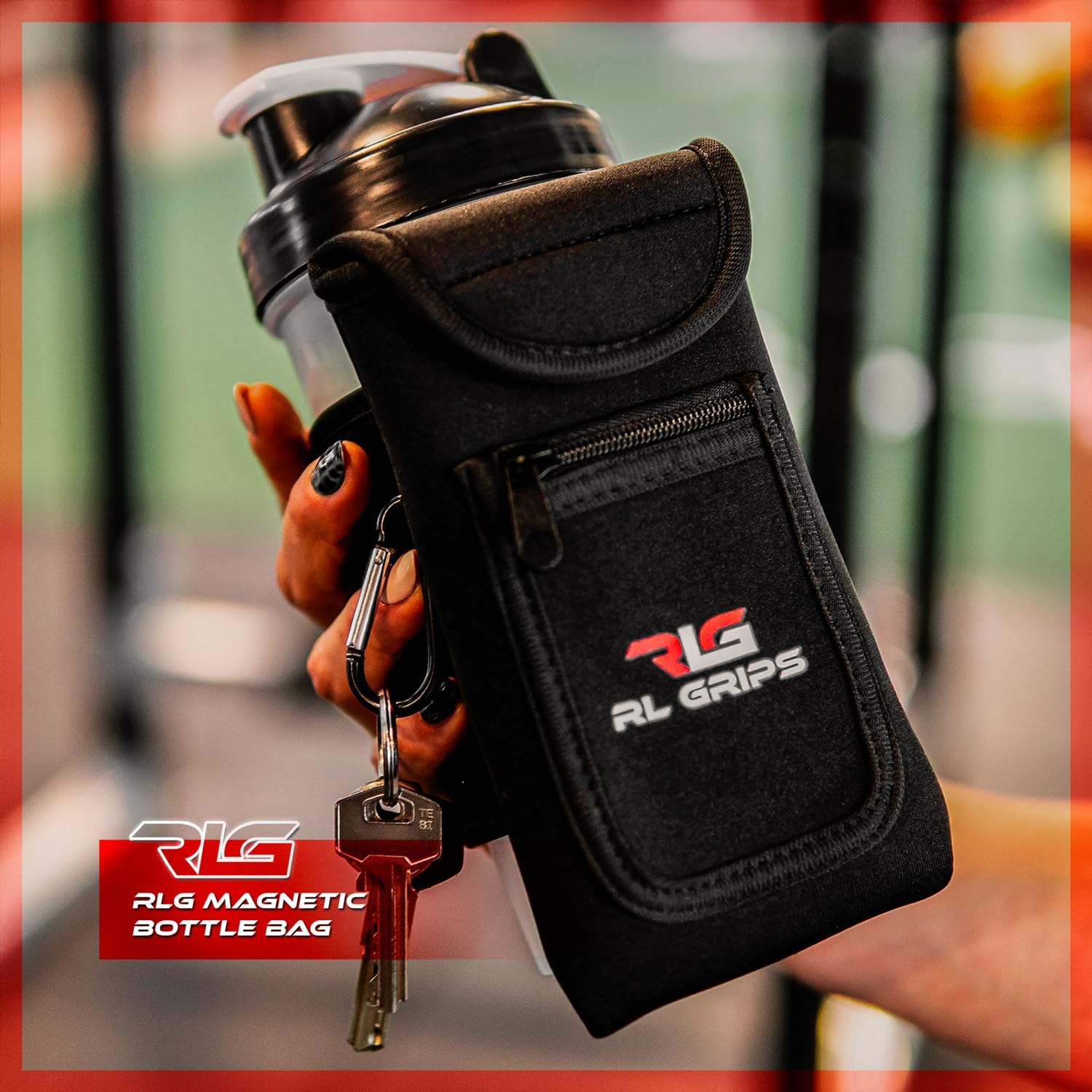 RL Grips® Magnetic Water Flaschenhülle - Beutel mit Magneten für Flaschen, Mobiltelefon, Schlüssel und Zubehör - Mobilfunkhalter im Fitnessstudio - Magnetischer Fitness -Tasche - ideal für Fitnessstudio und CrossFit – Bild 3