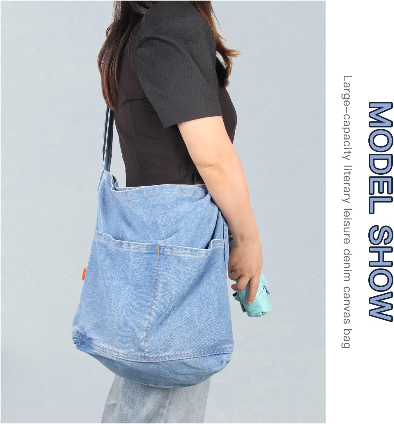 Lhhmz Denim Hobo Taschen für Frauen Retro Jeans Umhängetasche Freizeit Jeans Tasche Handtaschen Umhängetasche für Frauen, hellblau, Retro – Bild 5