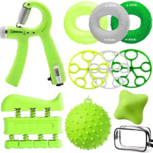 Hand Trainer Finger Trainer Set von 10 Griffstärke-Trainern, Handtraining, Fingertrainingstrainer, Massagebällchen, Fingerhalter, Anti-Stress-Bälle für Fitness-Krafttrainingstherapie