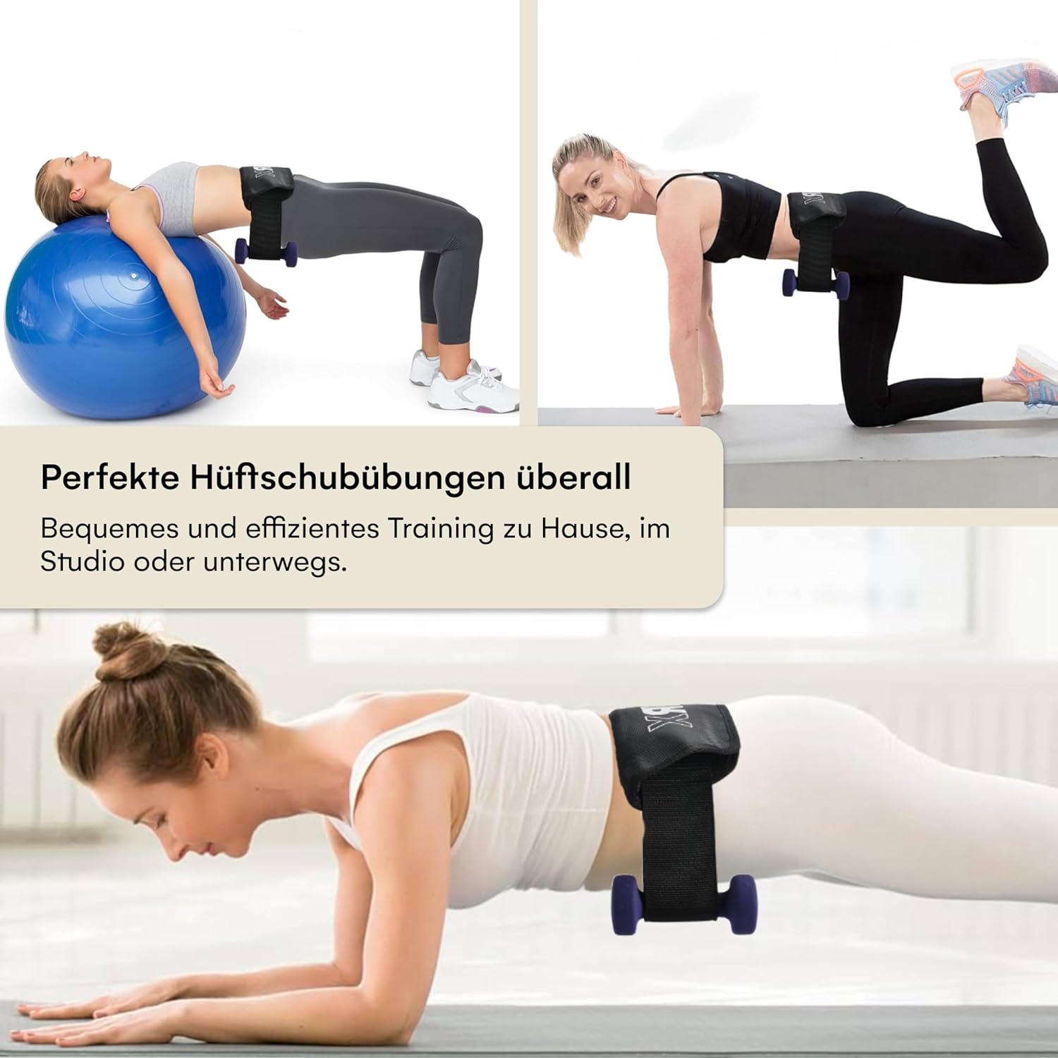 POWRX einstellbare Hüftschub -Gewichtshebegürtel für Hanteln - bequemes und vielseitiges Fitnessstudio - für Männer und Frauen - Anfänger und Fortgeschrittene - Maximale Last 100 kg - Schwarz – Bild 5