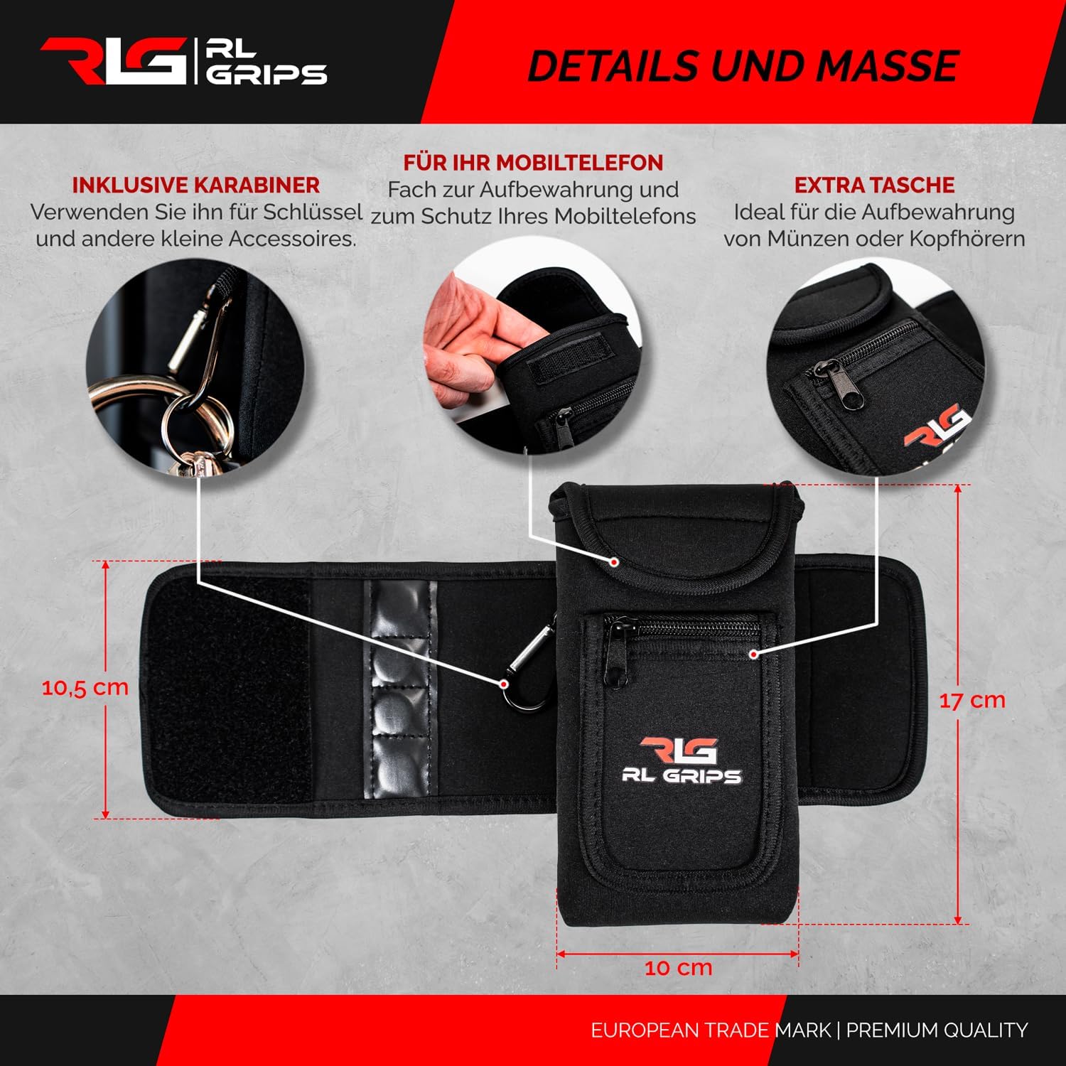 RL Grips® Magnetic Water Flaschenhülle - Beutel mit Magneten für Flaschen, Mobiltelefon, Schlüssel und Zubehör - Mobilfunkhalter im Fitnessstudio - Magnetischer Fitness -Tasche - ideal für Fitnessstudio und CrossFit – Bild 5