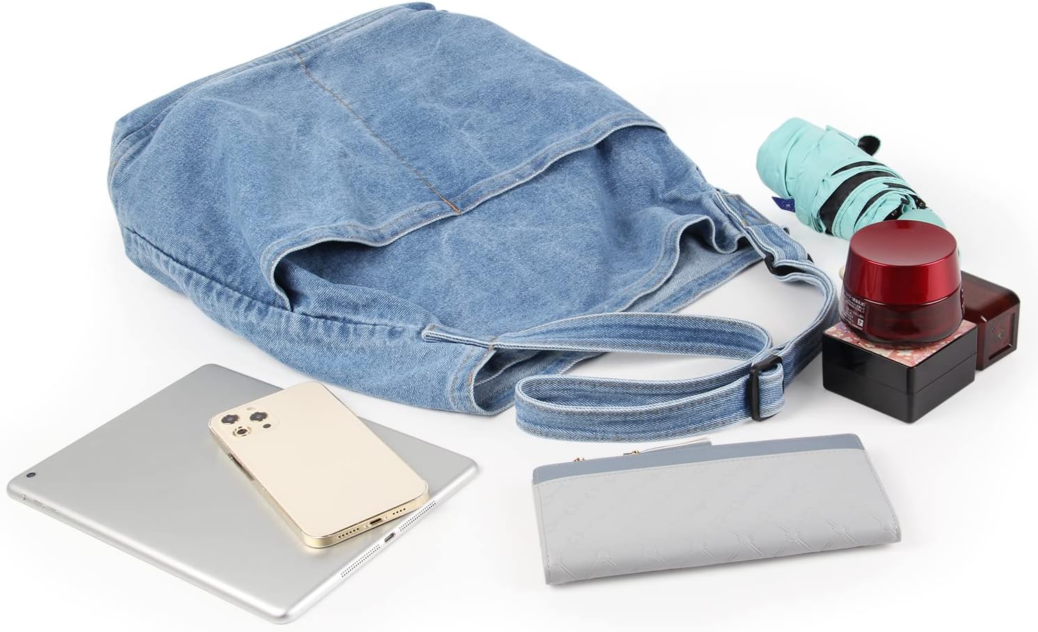 Lhhmz Denim Hobo Taschen für Frauen Retro Jeans Umhängetasche Freizeit Jeans Tasche Handtaschen Umhängetasche für Frauen, hellblau, Retro – Bild 7