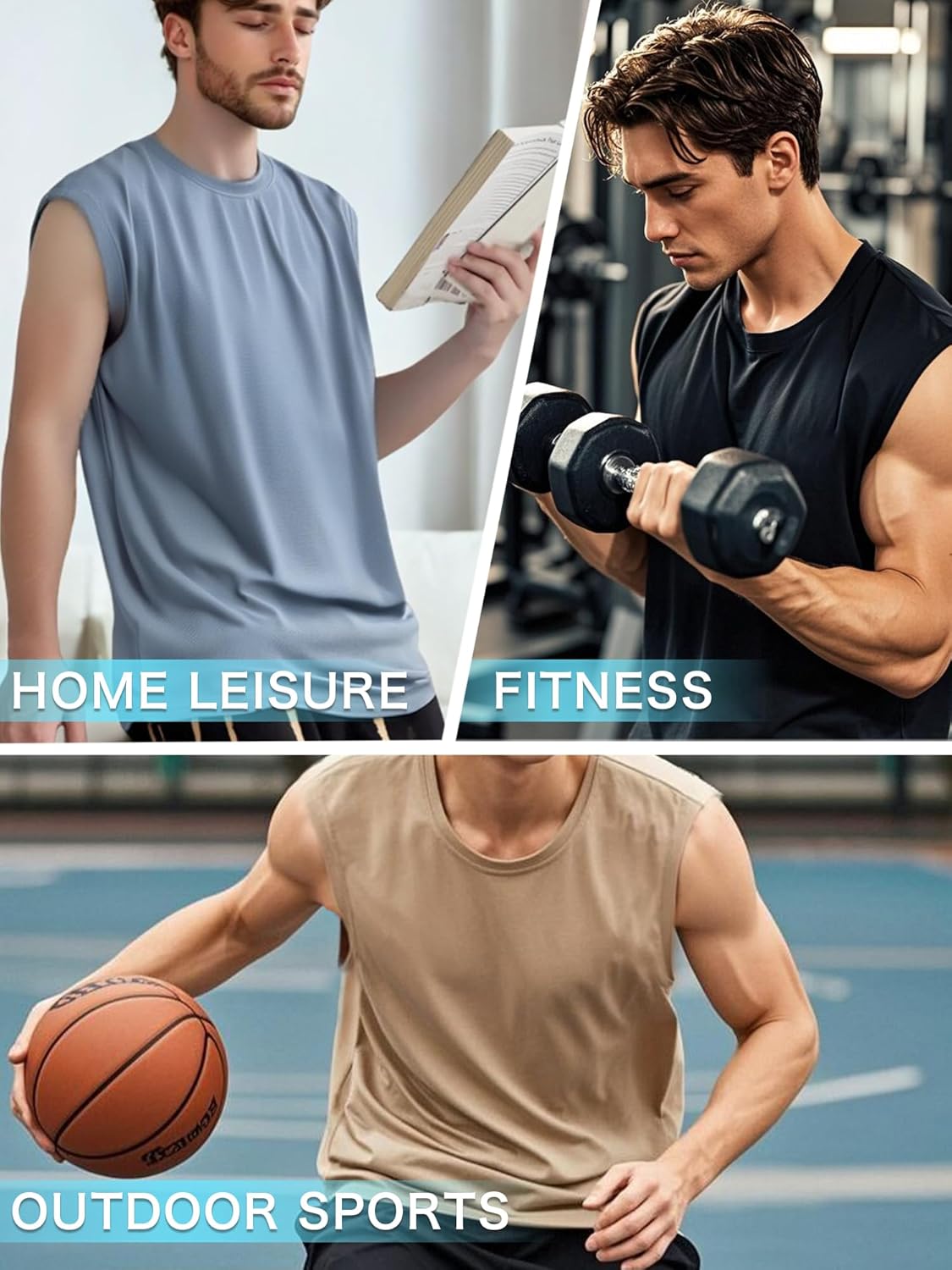 Holure Herren 3- oder 5 -Pack -Tanktop -Tanktop Schnell trocken ärmellose Muskelhemd reflektierende Streifen Funktionales Hemd – Bild 7