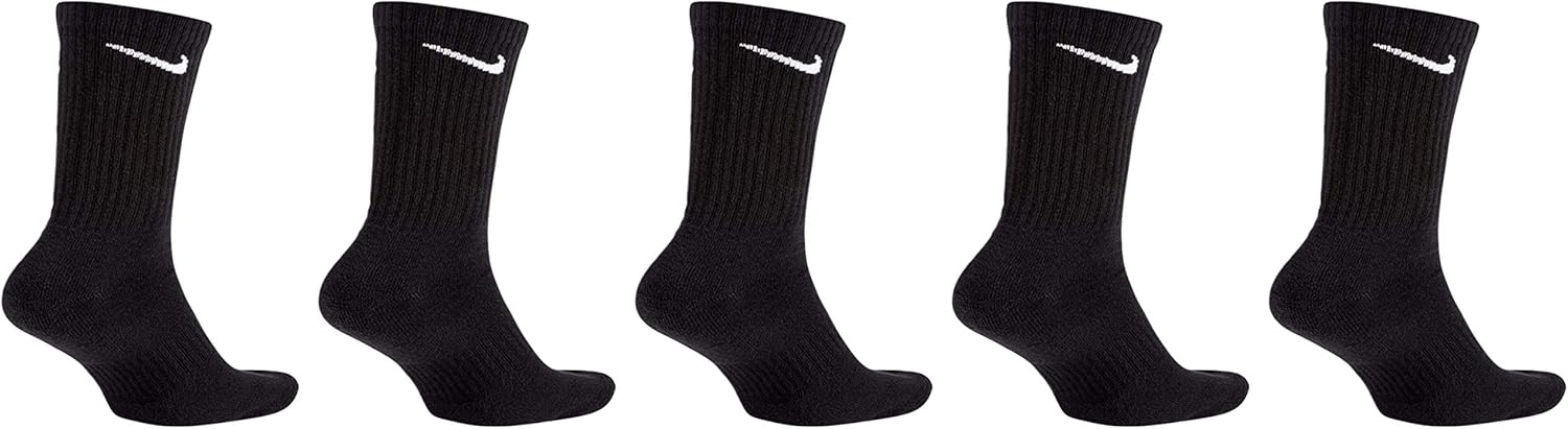 Nike SX7664 5 Paare Lange Socken für Männer Frauen weiße Tennissocken Wirtschaft Set Größe 34 36 38 40 42 44 46 48 50 Farbe: Schwarz – Bild 2