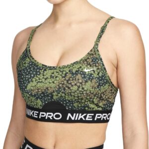 Nike Indy Damen Sports BH, grüne Tarnung – Schwarz