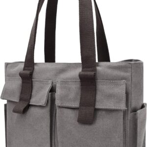 Frauenhandtasche, große Leinwand -Umhängetasche, Handtasche, Einkaufstasche, Käufer mit vielen Fächern, alltägliche Arbeit