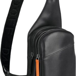 Davidoff Essentials Sling -Tasche Schwarz – Moderne Männer -Leder -Umhängetasche – hochwertiger Schulter -Rucksack mit Reißverschluss, Schwarz, Elegant, modern