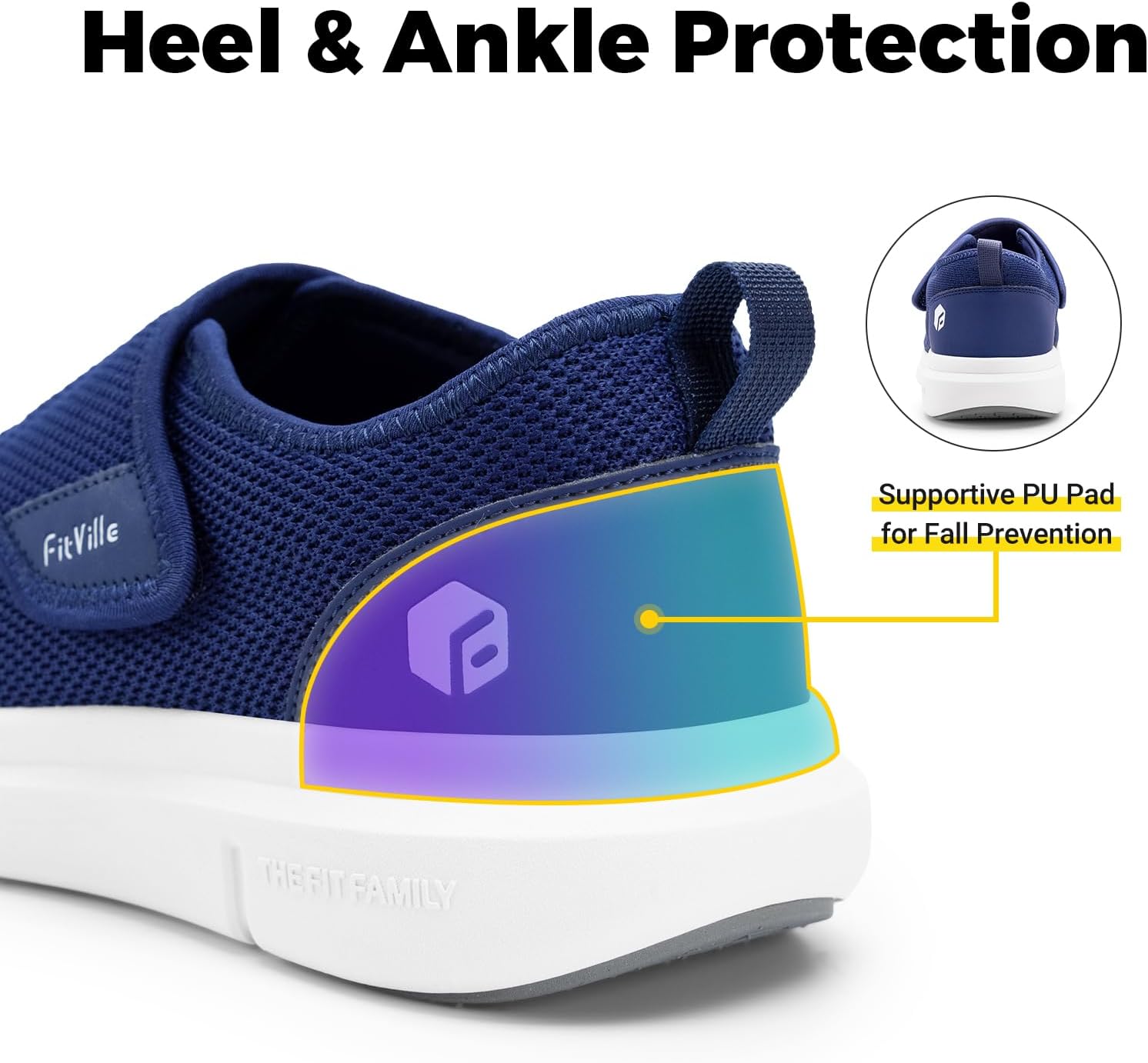 Fitville Diabetic Shoes Herren Extra breite Senioren Gesundheitsprüfer Männer mit Klettverschluss für geschwollene Füße – Bild 5