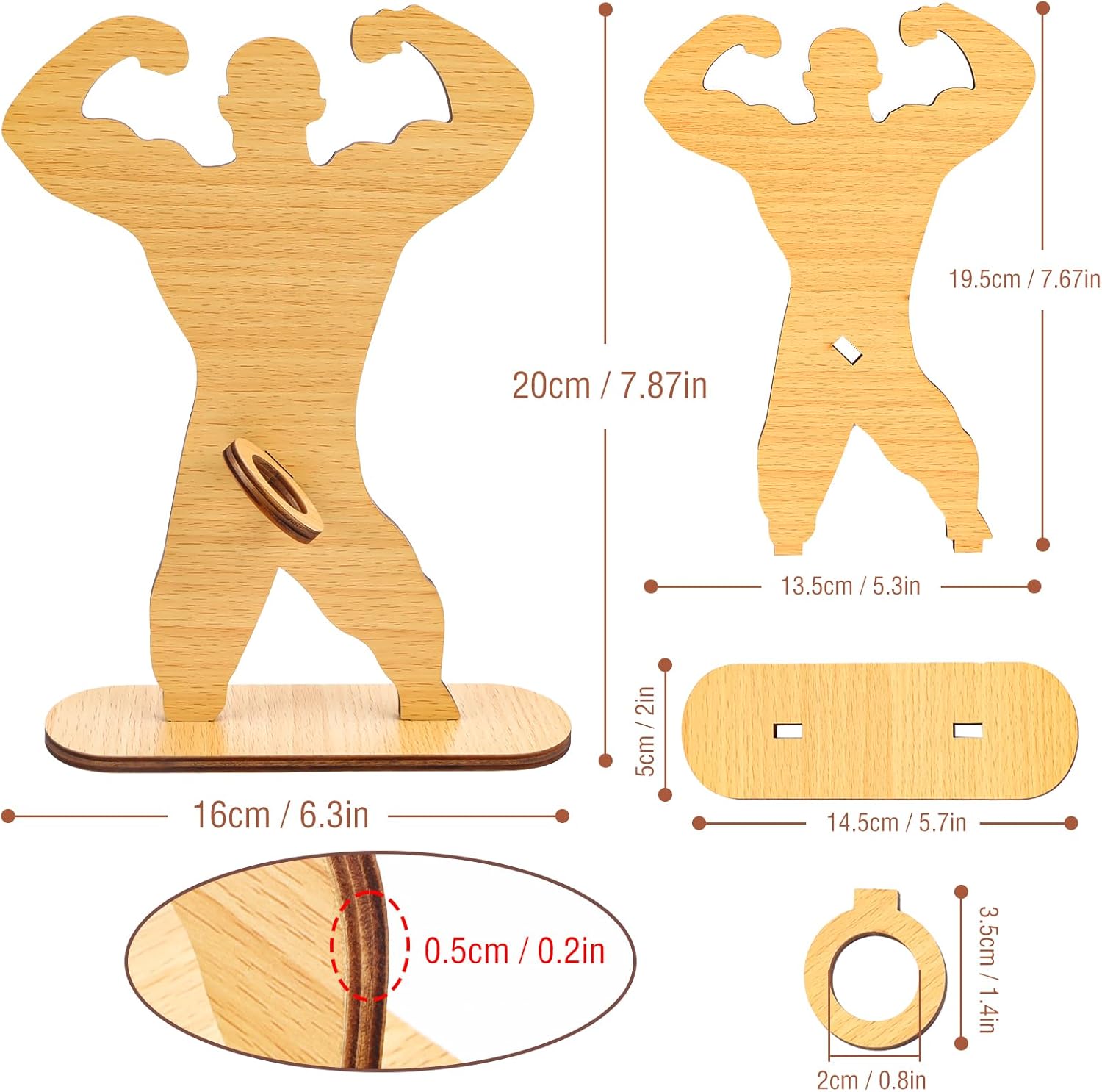 Geburtstagsgeldgeschenk Holz, Fitness, Sport, Muskularmann - Geldgeschenke Geburtstag - Geburtstag Jubiläum - kreative Geldgeschenke zum Jubiläum - Holzgeschenke Freunde Familie (Muscle Man) – Bild 2