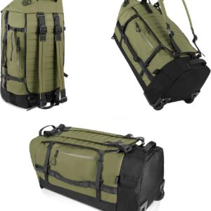 Contail 86L Faltbarer Reise -Rucksack mit gepolstertem, gesteppten Basis, wasserdichtem, faltbarem Reiserucksack mit verlängerten Tragetaschen, Armeegrün, Reisetasche