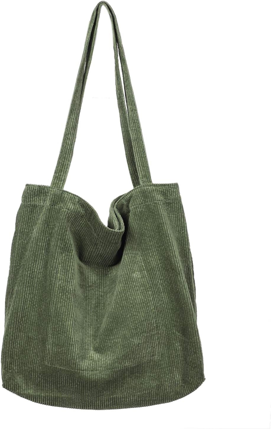 Detercycle Damen große Kapazität Cord -Umhängetasche, Retro -Handtasche für den täglichen Gebrauch, Büro, Schulausflug und Einkaufen, Armeegrün, L, – Bild 5