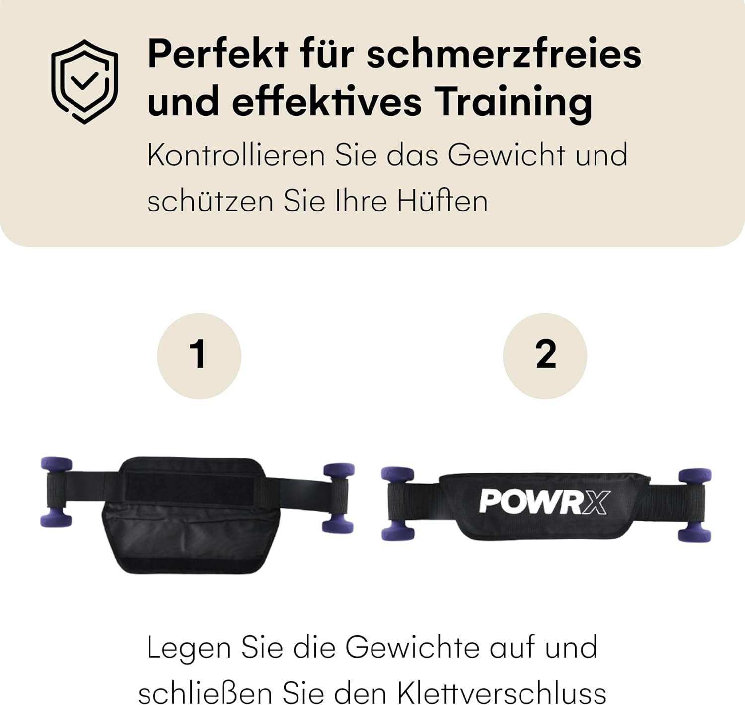 POWRX einstellbare Hüftschub -Gewichtshebegürtel für Hanteln - bequemes und vielseitiges Fitnessstudio - für Männer und Frauen - Anfänger und Fortgeschrittene - Maximale Last 100 kg - Schwarz – Bild 4