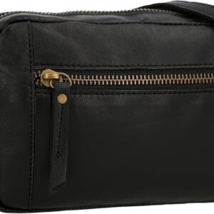 Gusti Dominic Damen Leder Umhängetasche Party Bag Festival Tasche Vintage Schwarzes Leder, schwarz