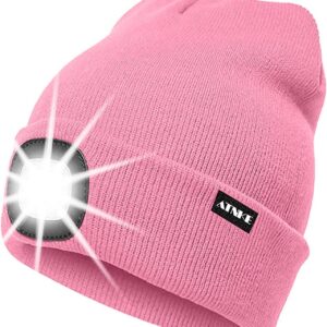 ATNKE LED Light Up Beanie Hut, wiederaufladbare USB-Läufe mit extrem hellem 4-LED-Blindealarm-Scheinwerfer