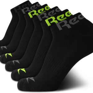 Reebok Herren-Viertel Socken-Packung mit 6 Kissen Viertel-Viertel-Knöchelsocken für Männer-atmungsaktive Sportsocken für Männer (Größe: 6-12), Größe 6-12, Black Multi, Black Multi, 37,5-46,5 EU, Black Multi