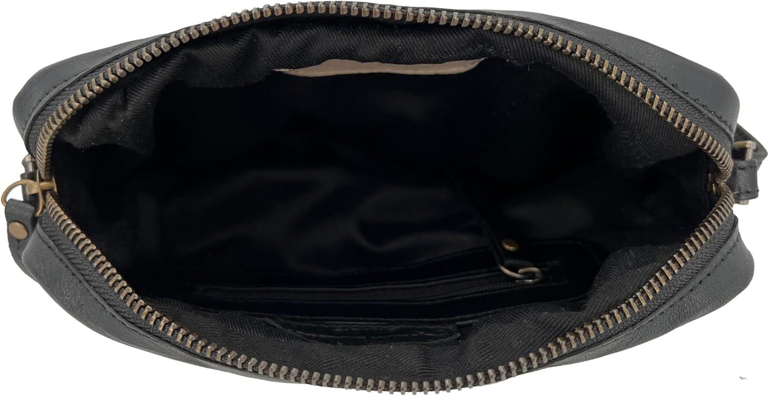 Gusti Dominic Damen Leder Umhängetasche Party Bag Festival Tasche Vintage Schwarzes Leder, schwarz – Bild 4