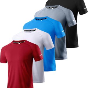 Boyzn Herren Sports T-Shirts Pack von 1, 3 oder 5, kurzärmelige funktionale Lauftop, Schnelltrocknung, atmungsaktives Sporthemd, für Sommerfitness, Training, Wandern, Laufen, Training, Bodybuilding