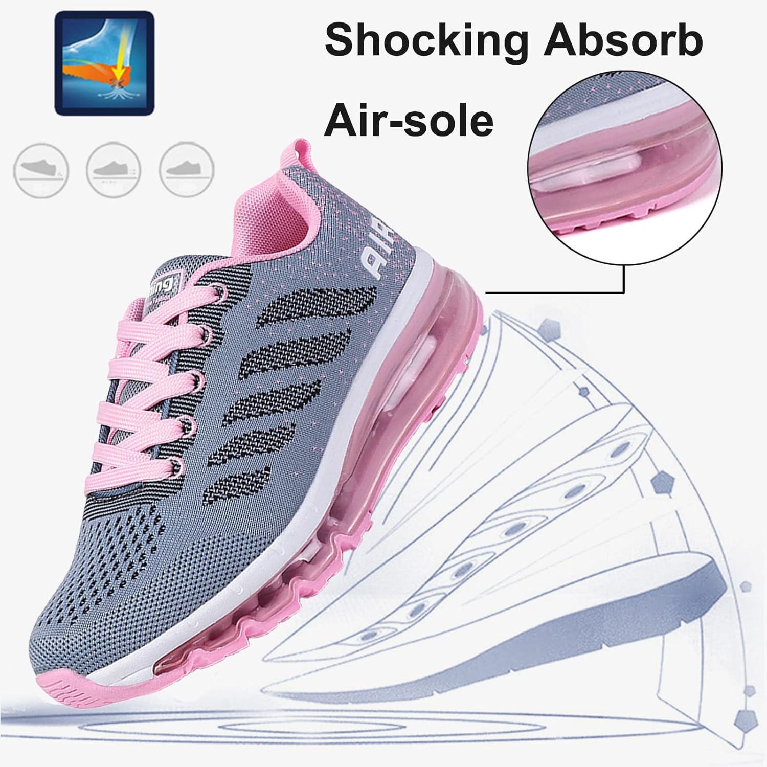 Sumateng Trainer Damen Luftsportschuhe nicht rutsch atmungsaktive Laufschuhe Luftkissen Trainer Leichte Schuhe Sportschuhe Herren-Trainer Herren Trainer – Bild 4