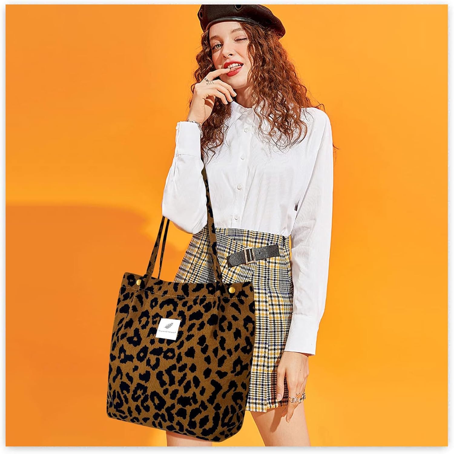 Fitdon Cord Umhängetasche, groß, Frauenumhängetasche, Leinwandtasche, Tasche Handtasche für jeden Tag, Büro, Schulreise und Einkaufen – Bild 6