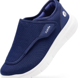 Fitville Diabetic Shoes Herren Extra breite Senioren Gesundheitsprüfer Männer mit Klettverschluss für geschwollene Füße