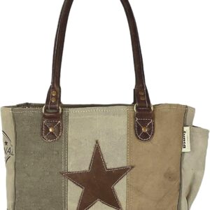 Sunsa Women’s Vintage Bag Shopper Umhängetasche Handtasche Leinwand mit Leder 51622