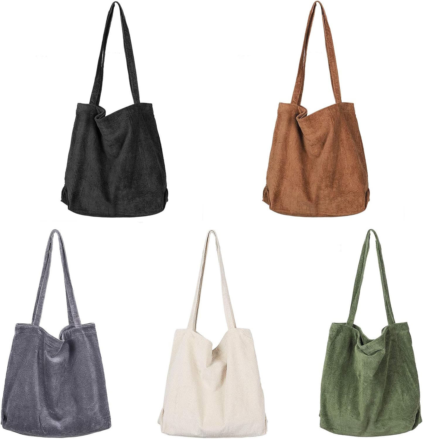 Detercycle Damen große Kapazität Cord -Umhängetasche, Retro -Handtasche für den täglichen Gebrauch, Büro, Schulausflug und Einkaufen, Armeegrün, L, – Bild 8