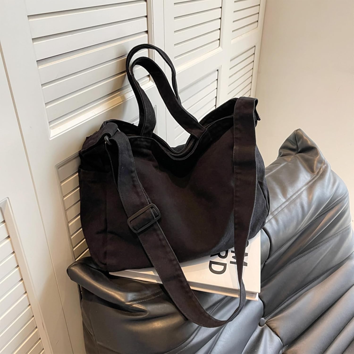 X Sim Fitnessx Unisex Umhängetasche / Umhängetasche Kabelbeutel Handtasche Leinwand Bag Damen Käufer Tasche Mode Stofftasche für jeden Tag / Büro / Schule / Reise, Schwarz, Retro – Bild 3