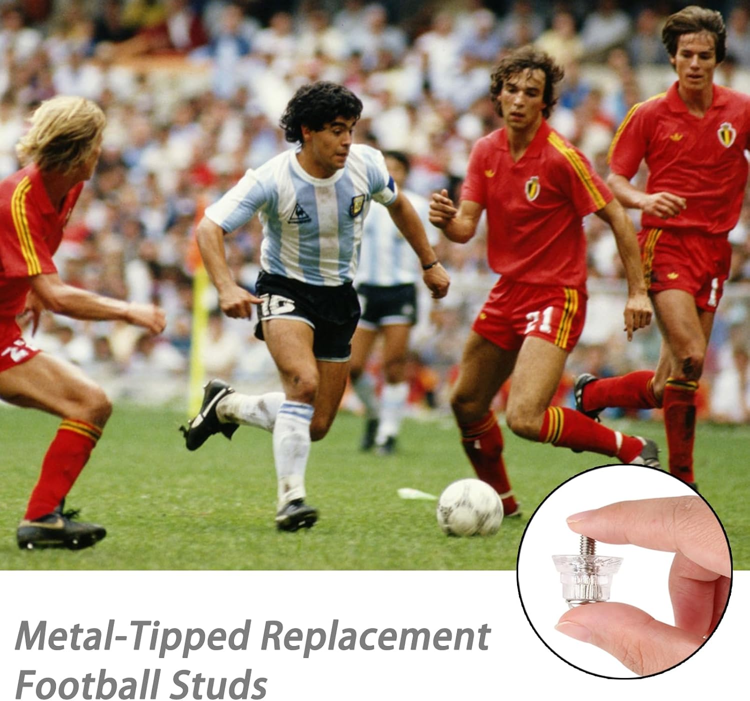 Packung von 12 Ersatzstollen, Fußballstollen Set Football Studs mit Standard -Fadenschraubenstollen für Fußballstiefel Metall Aluminium Plastik Ball Schuhschuhschuhschuh Stollen konische Geställe – Bild 4