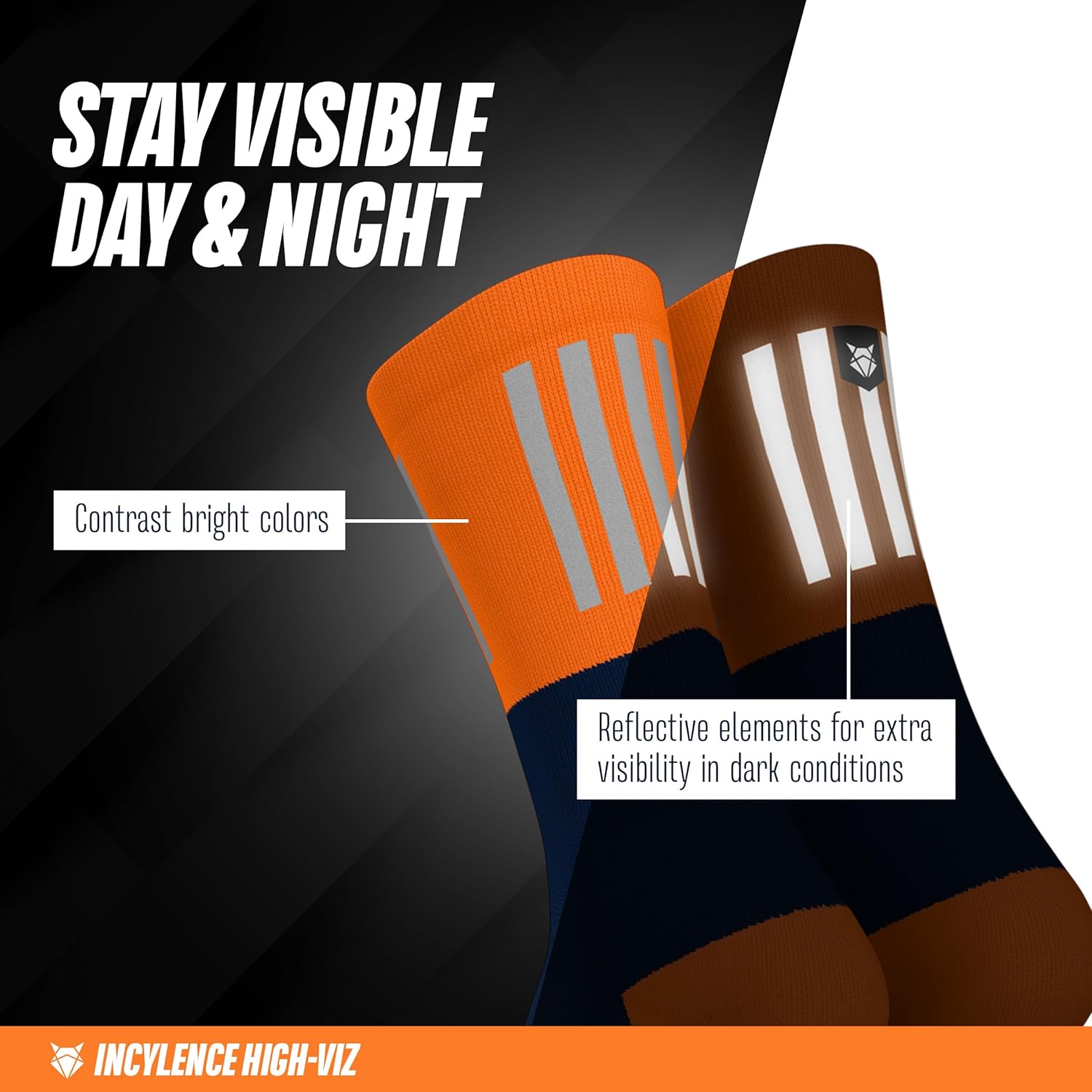 Unbekannte hohe Viz -Laufsocken mit Reflektoren - funktional und atmungsaktiv für maximale Sichtbarkeit - 1 Paar – Bild 2