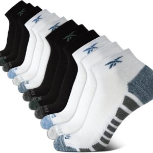 Reebok Herren -Viertelsocken – 12 Pack Performance Pushion Comfort Socken – atmungsaktive sportliche Knöchelsocken für Männer (6-12)