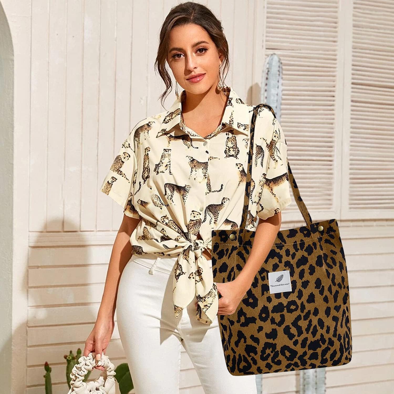 Fitdon Cord Umhängetasche, groß, Frauenumhängetasche, Leinwandtasche, Tasche Handtasche für jeden Tag, Büro, Schulreise und Einkaufen – Bild 5