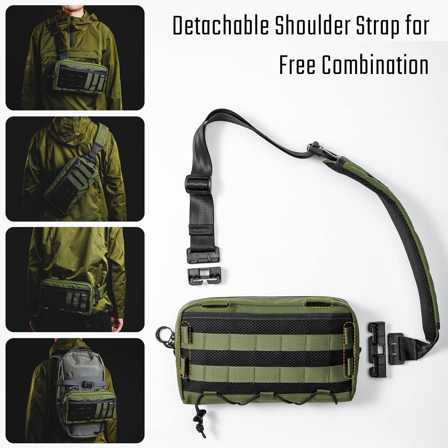 Tactical_Geek Cache L3 EDC Leichtes Schlingenbeutel Brustbodiumsbeutel für Männer Frauen kompakte Pennerbeutel verstellbarer Umhängetasche Umhängetasche Chests Bag für Reiseschule Wanderung, grün – Bild 6
