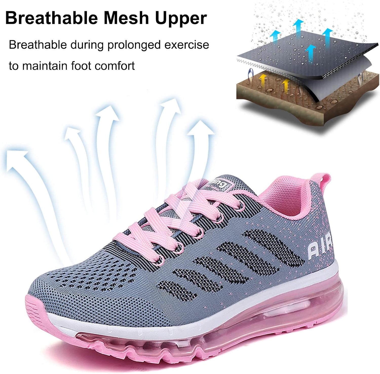 Sumateng Trainer Damen Luftsportschuhe nicht rutsch atmungsaktive Laufschuhe Luftkissen Trainer Leichte Schuhe Sportschuhe Herren-Trainer Herren Trainer – Bild 3