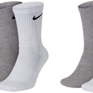 Nike 5 Paar Socken Männer Frauen Unisex Staffel 2021/22 Sportsocken Größe 34 36 38 40 42 44 46 48 50 Farbe: Weißgrau Schwarz