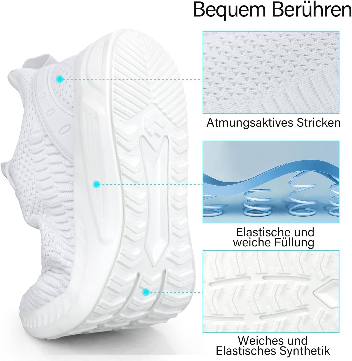 Feethit Damen -Laufschuhe, Trainer, Sportschuhe, leichte atmungsaktive Gummisohlen für Gehen, Outdoor, Fitness, Joggen – Bild 3