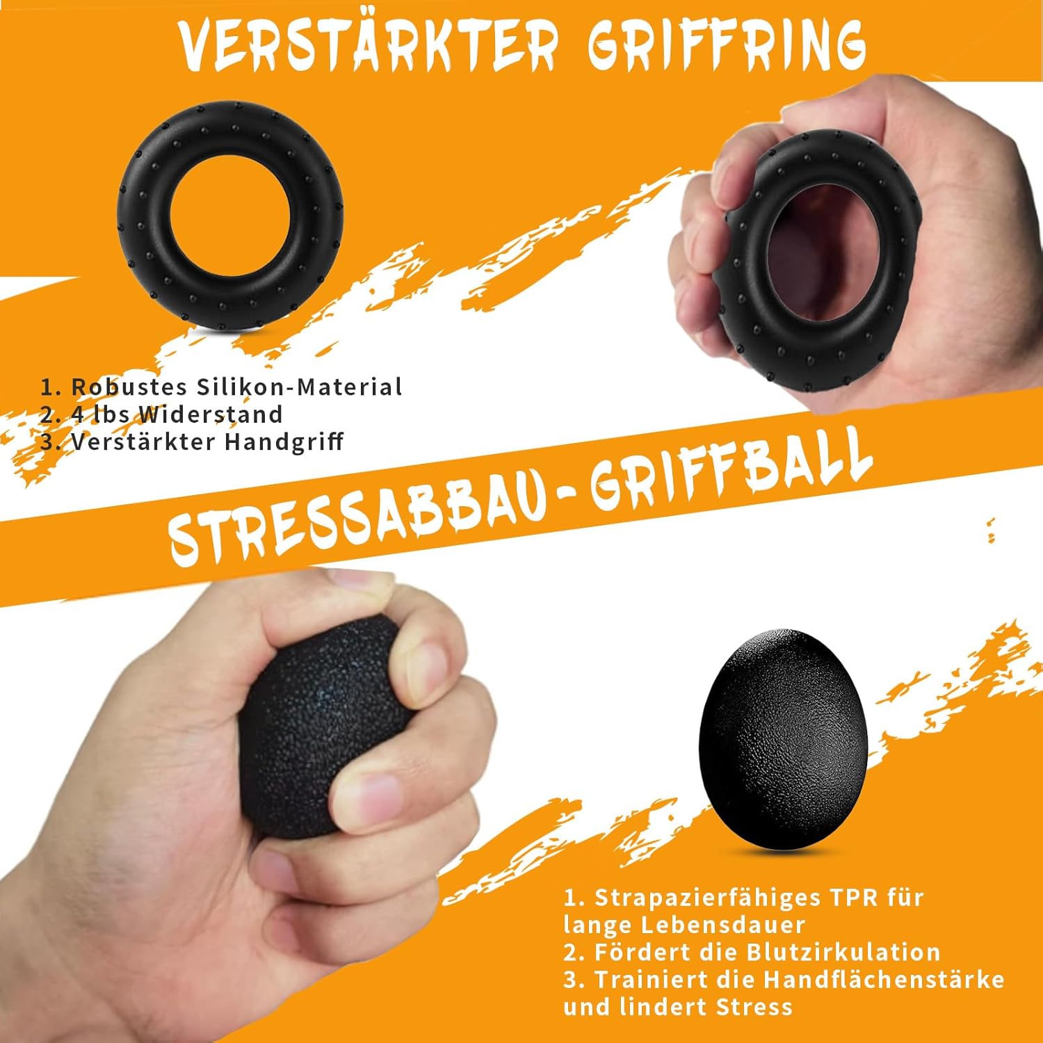 Handtrainer, Fingertrainer, Unterarm Trainer, Griffstärke, Packung von 6, einstellbar – Bild 6