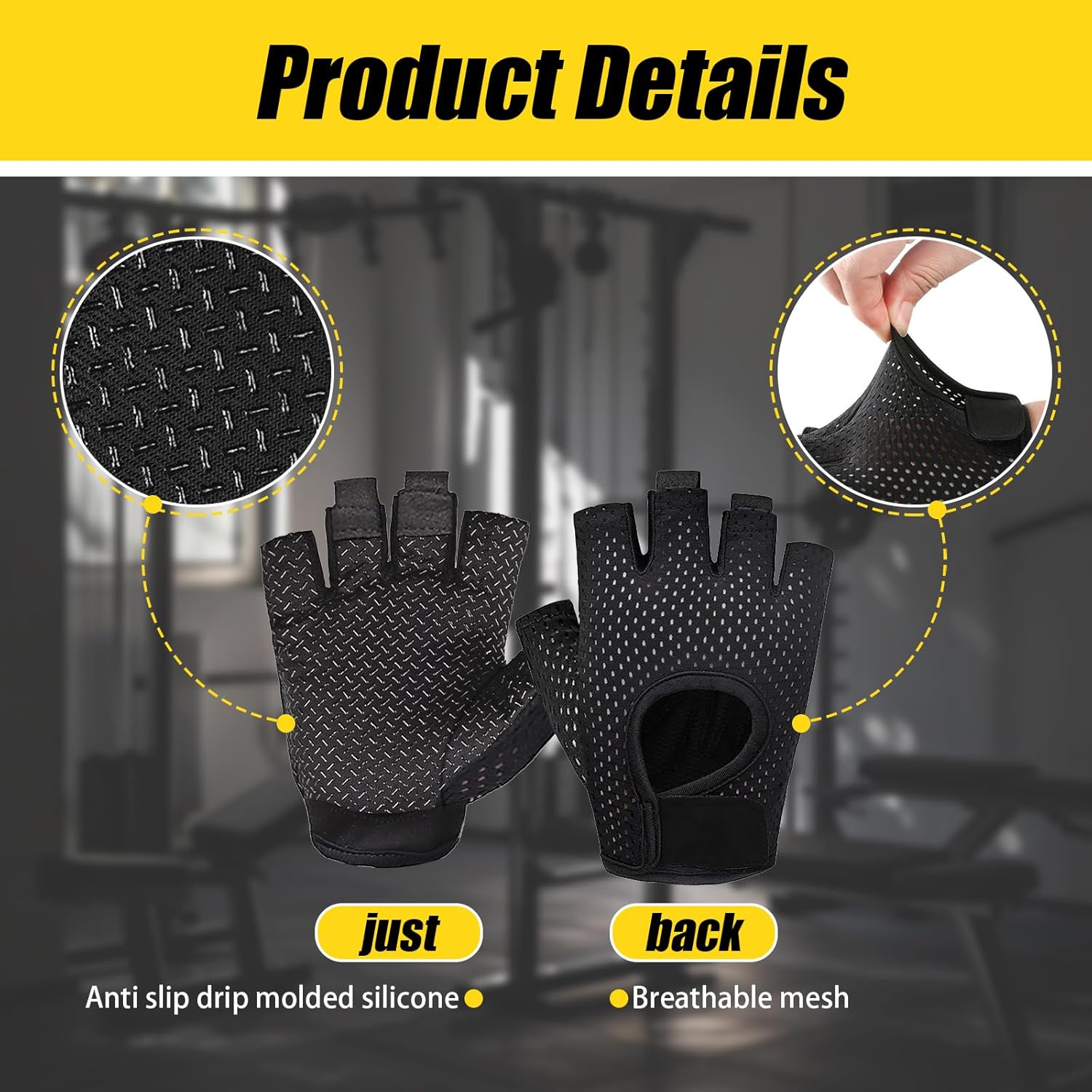 Sangfun -Handschuhe für Fitness, atmungsaktive Trainingshandschuhe, Krafttrainingshandschuhe, Fitnesshandschuhe Männer Frauen, atmungsaktives Mesh -Fahrradhandschuhe im Freien – Bild 3