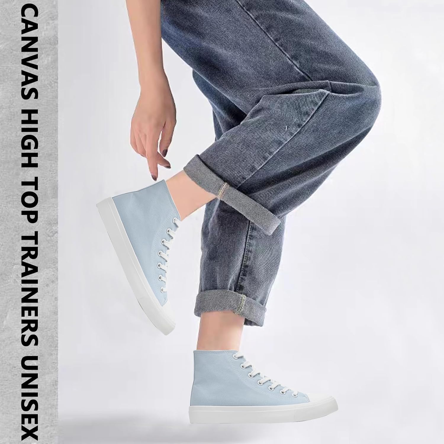 Sharllen Unisex Trainer Stoff Schuhe Frauen Männer Leinwand Schuhe High Top Trainer – Bild 6