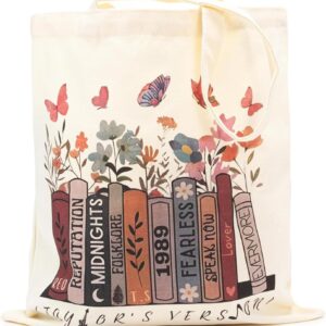 Landschaftslichter2K Printed Canvas Einkaufstasche Stofftasche, Musikalben Canvas -Tasche für Geschenkartikeln, Beige, Beige