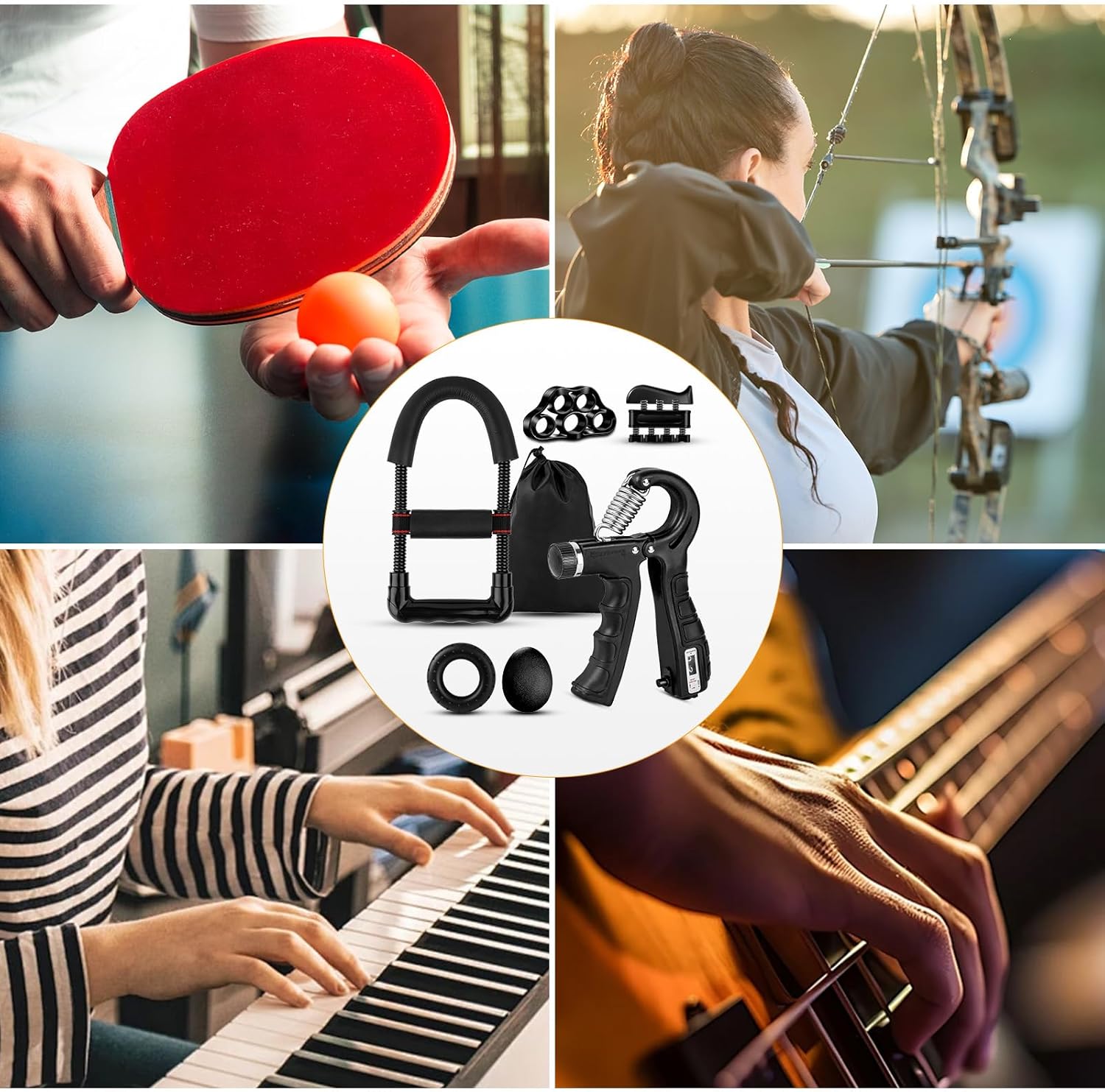 Handtrainer, Fingertrainer, Unterarm Trainer, Griffstärke, Packung von 6, einstellbar – Bild 7