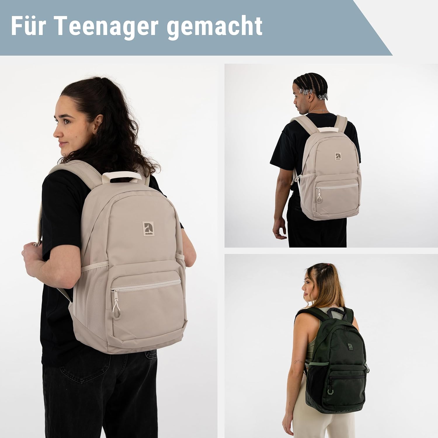 Audetische Schul -Rucksack -Mädchen und Jungen Teenager - Flex - Rucksack für Männer und Frauen mit 16 -Zoll -Laptop -Fach für Schule und Freizeit - Wasserabrechnungsmittel – Bild 3