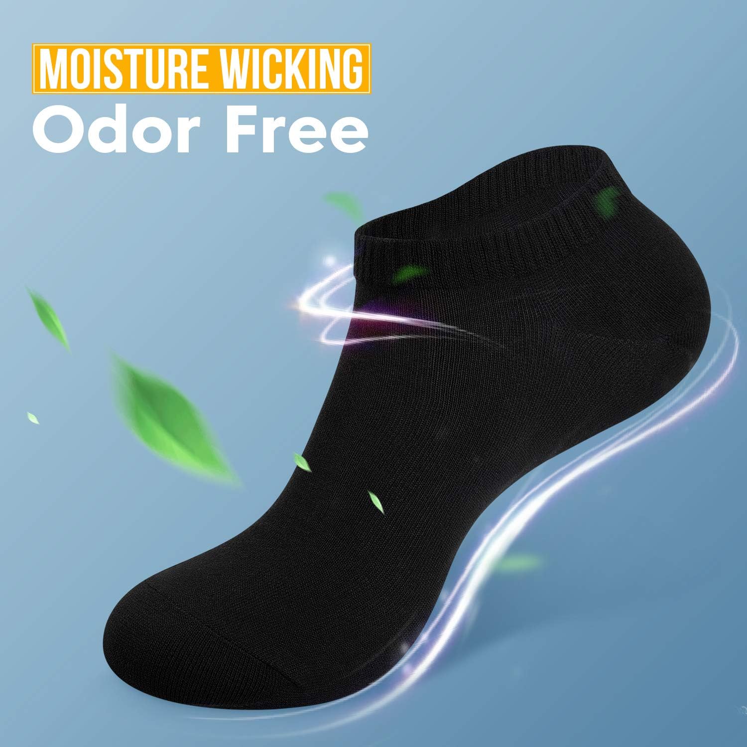 Benirap-Komprimierung Laufen Socken Männer Frauen Anti-Blister-Socken Laufen Socken Sportsocken mit Tab-Design, Kompressionszone, Belüftungsnetz und Bogen-Unterstützung Pack von 10 (schwarz, 43-46), Schwarz – Bild 3