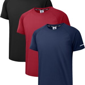 Holure Herren-Sport-T-Shirts, atmungsaktiv, schnell trocknend, kurzärmelig, funktional, für Laufen, Sommerfitness, Training, Wandern, Training, Bodybuilding, Packung von 3 oder 5