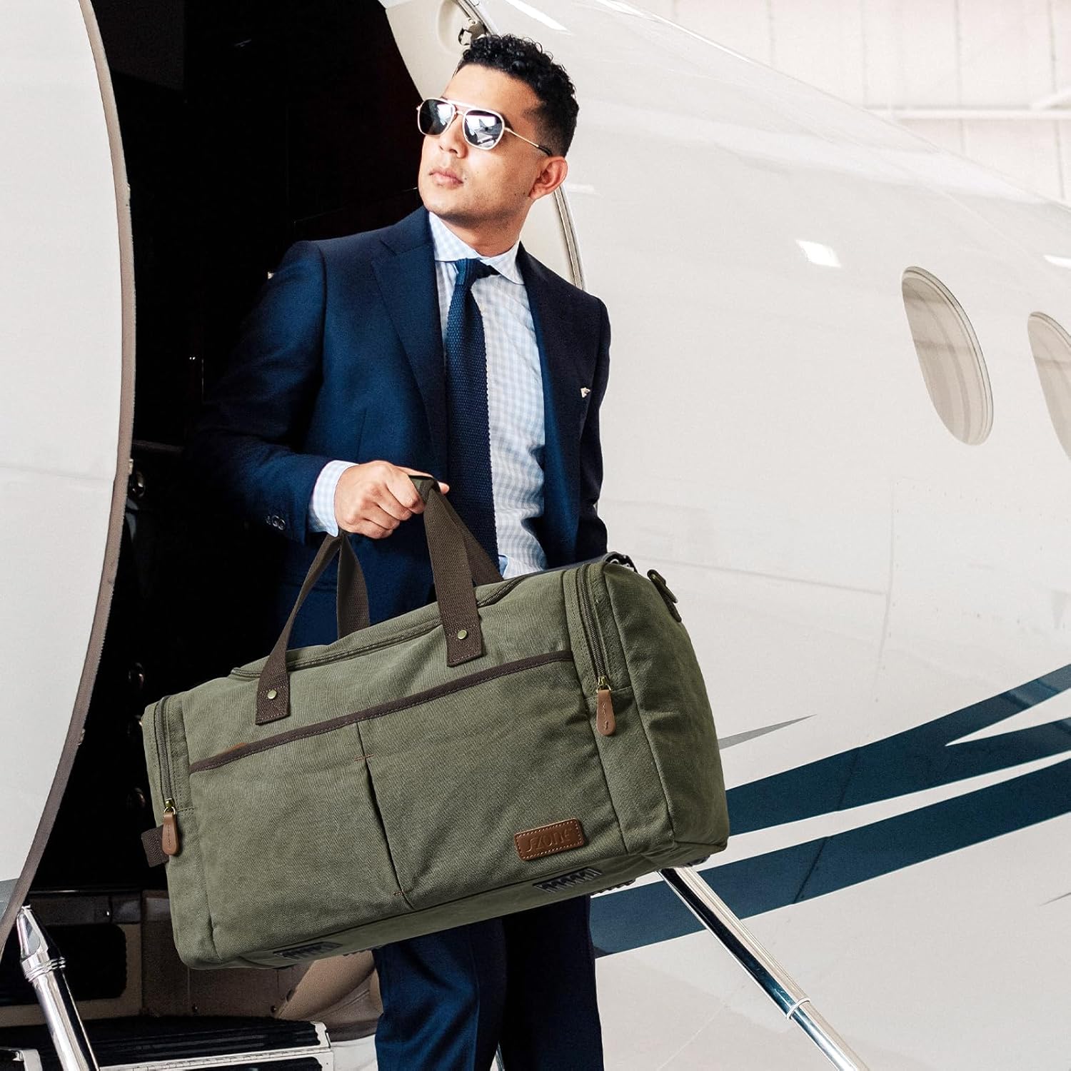 S-Zone 65L Erweiterbares Leinwand Reisebag Weekender-Tasche mit Schuhfach großer Handgepäck-Bag-Sporttasche für Männer und Frauen – Bild 3