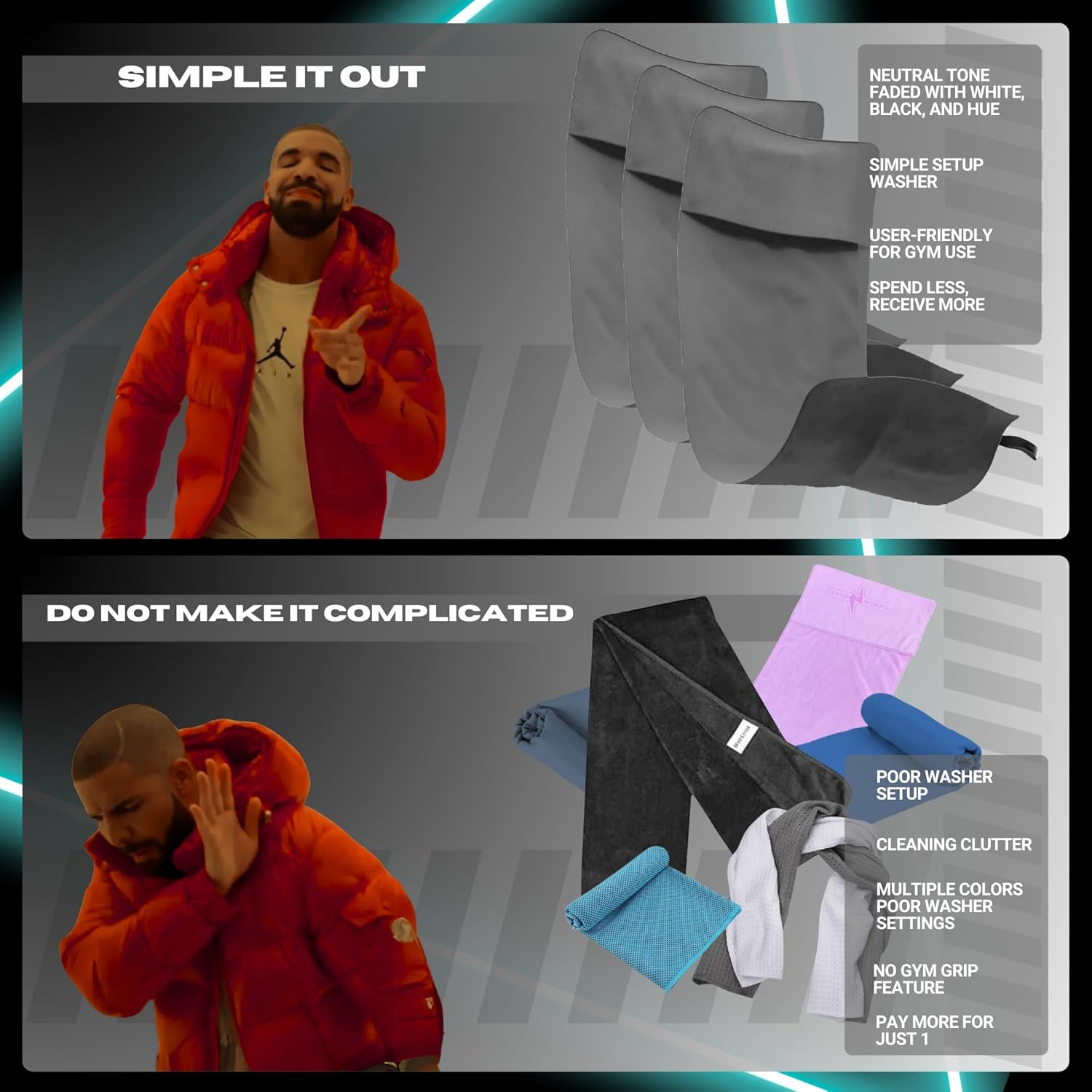 Uonel Industry Sporttuch Fitnessstudio 90 x 40 Fitnesshandtuch Set 3 Sporttücher Microfibre-Handtücher Sporttuch Sporttuch Fitnessstudio Microfibre Nicht-Schlupf-Maschine – Bild 5