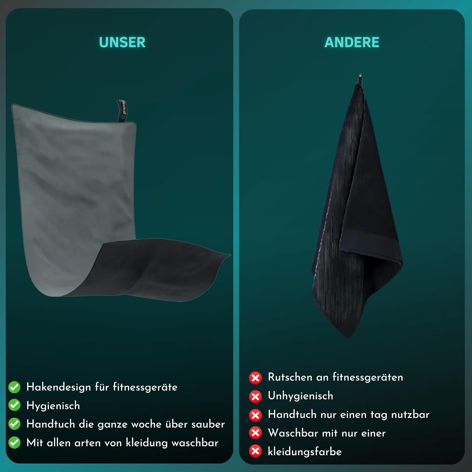 Uonel Industry Sporttuch Fitnessstudio 90 x 40 Fitnesshandtuch Set 3 Sporttücher Microfibre-Handtücher Sporttuch Sporttuch Fitnessstudio Microfibre Nicht-Schlupf-Maschine – Bild 7