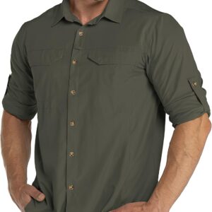 33.000 Fuß funktionelles Hemd Männer upf50+ UV-Schutz Langarm Hemd Atmungsaktives Button-Down-Shirt Outdoor Sporty Casos Hemdshemd für Männer