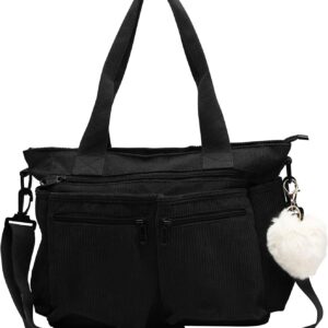 Tnsland Cord Handtasche Frauen große Handtasche Cord -Umhängetasche Frauen Reißverschlusskäufer Tasche Tasche Frauenkabelbeutel für jeden Tag, Büro, Schulreise und Einkaufen